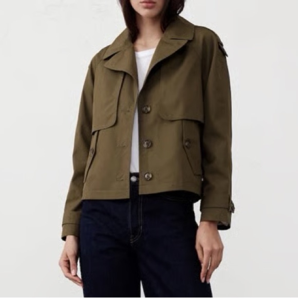 Banana Republic Short Trench Jacket in Dark Olive Green